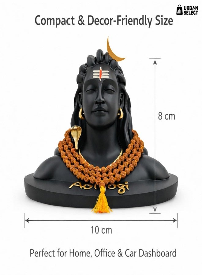 URBAN SELECT Adiyogi Statue for Car Dashboard (Large 10x8 cm) - Matte Black Lord Shiva Idol, Standard Size Mahadev Murti for Home Decor, Office Desk & Gift - Image 3