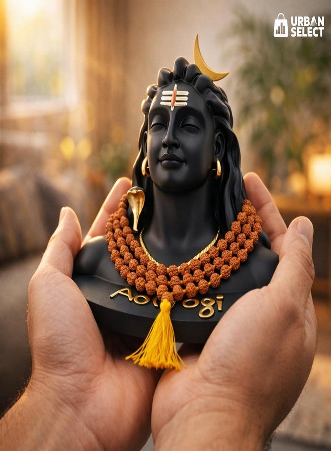 URBAN SELECT Adiyogi Statue for Car Dashboard (Large 10x8 cm) - Matte Black Lord Shiva Idol, Standard Size Mahadev Murti for Home Decor, Office Desk & Gift - Image 2
