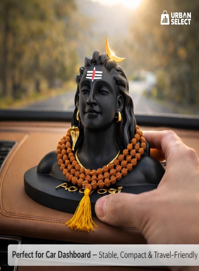 URBAN SELECT Adiyogi Statue for Car Dashboard (Large 10x8 cm) - Matte Black Lord Shiva Idol, Standard Size Mahadev Murti for Home Decor, Office Desk & Gift - Image 4