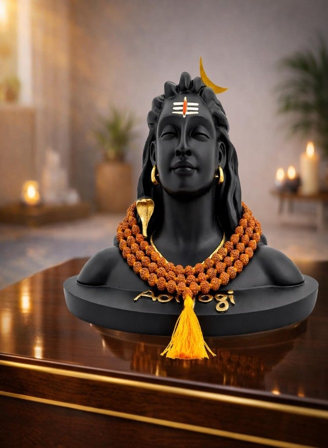 URBAN SELECT Adiyogi Statue for Car Dashboard (Large 10x8 cm) - Matte Black Lord Shiva Idol, Standard Size Mahadev Murti for Home Decor, Office Desk & Gift - Image 1