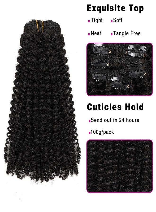 Sassina Real Thick Clip in Human Hair Extensions Kinky Curly Style 3B 3C Natural Color For African Americans Afro Kinky Curly Clip on 7Pcs-lot 120Grams-set, KC 14 Inch - Image 2