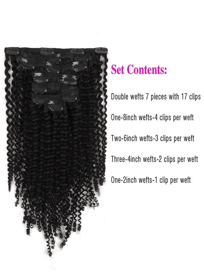 Sassina Real Thick Clip in Human Hair Extensions Kinky Curly Style 3B 3C Natural Color For African Americans Afro Kinky Curly Clip on 7Pcs-lot 120Grams-set, KC 14 Inch - Image 4
