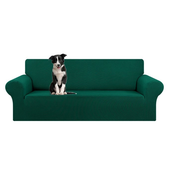 STRETCH OVERSIZED SOFA SLIPCOVER 1 PIECE COUCH SOFA COVER 94110 FURNITURE PROTECTOR 4 SEATER SOFA WITH ELASTIC BOTTOM FOR KIDSPETJACQUARD CHECKED PATTERN FABRICX LARGEHUNTER