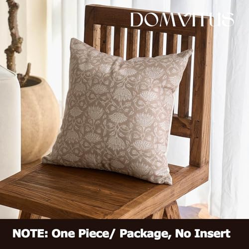 DOMVITUS Floral Pillow Covers 24x24 Decorative Throw Pillow Covers Floral Block Print Farmhouse Vintage Neutral Pillow Cover for Living Room Couch Bed Light Camel 1PC - Image 5