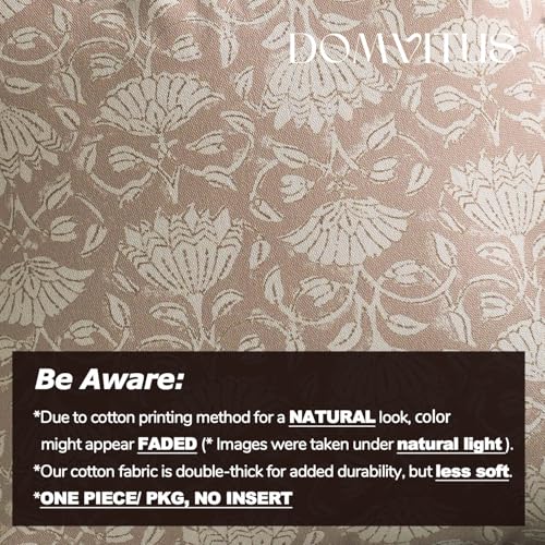 DOMVITUS Floral Pillow Covers 24x24 Decorative Throw Pillow Covers Floral Block Print Farmhouse Vintage Neutral Pillow Cover for Living Room Couch Bed Light Camel 1PC - Image 3