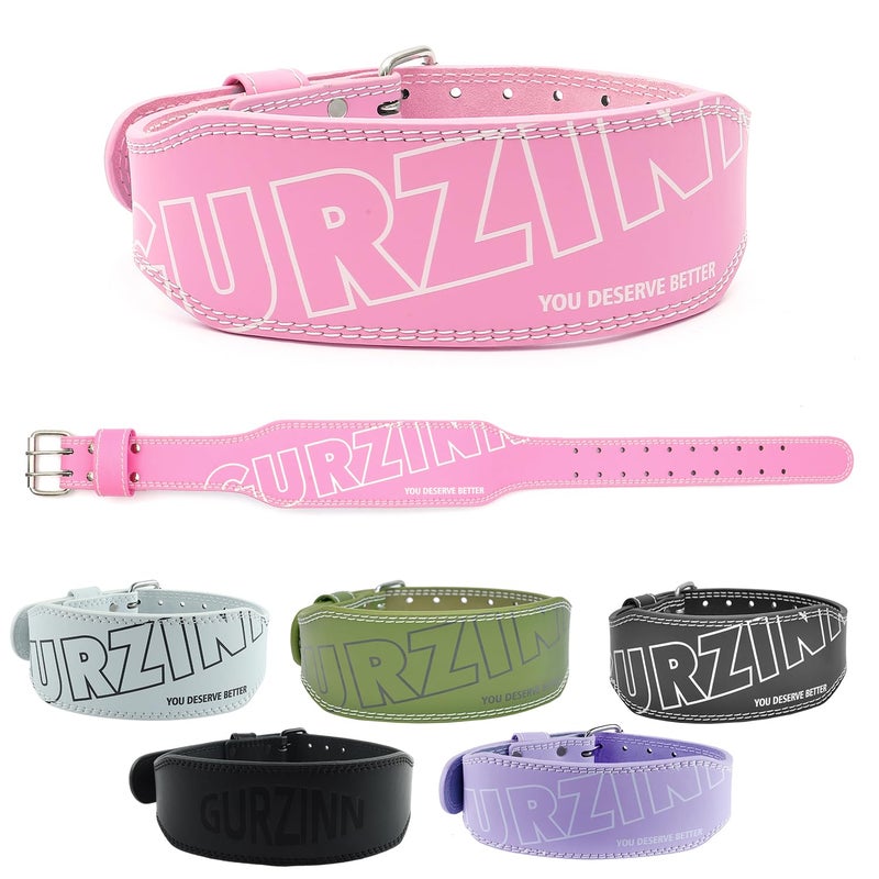 9 mm Leather Weight Lifting Belt for Women 4 inch Padded Gym Lumbar Back Support for Workout Squat Deadlift Training Weight Training BeltAPinkXS