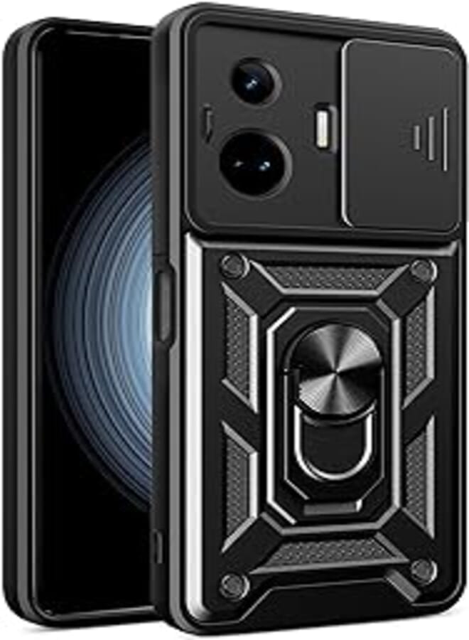 Case Cover Compatible with Realme GT Neo 5 / Realme GT 3 Shock resistant Sliding CamShield TPU + PC Compatible with Realme GT Neo 5 / Realme GT3 (black) 
