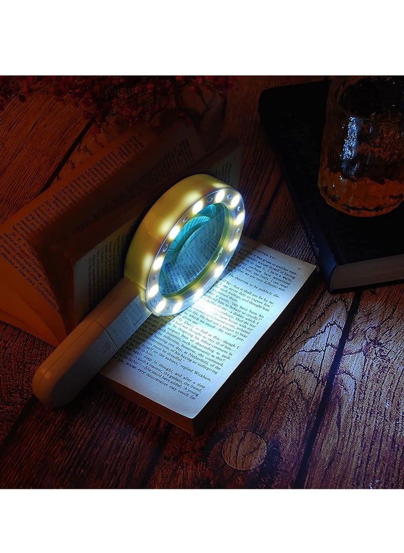KIIUMI - Magnifying Glass with Light, 30X Handheld Large Magnifying Glass 12 LED Illuminated Lighted Magnifier for Macular Degeneration, Seniors Reading, Soldering, Inspection, Coins, Jewellery, Exploring - Image 1