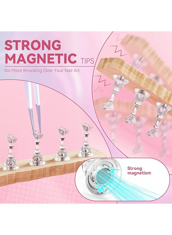HY Nail Stand for Press On Nails Art Display Practice 2 Sets, 1 Heart Shaped Acrylic Magnetic Nail Stands, Fake Nail Holder Tips With 200 PCS Double-Sided Tape, Nail Kit Home DIY Salon Supplies - Image 3