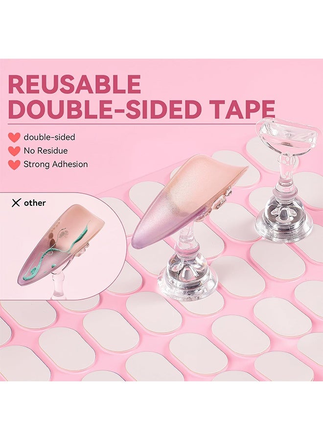 HY Nail Stand for Press On Nails Art Display Practice 2 Sets, 1 Heart Shaped Acrylic Magnetic Nail Stands, Fake Nail Holder Tips With 200 PCS Double-Sided Tape, Nail Kit Home DIY Salon Supplies - Image 5