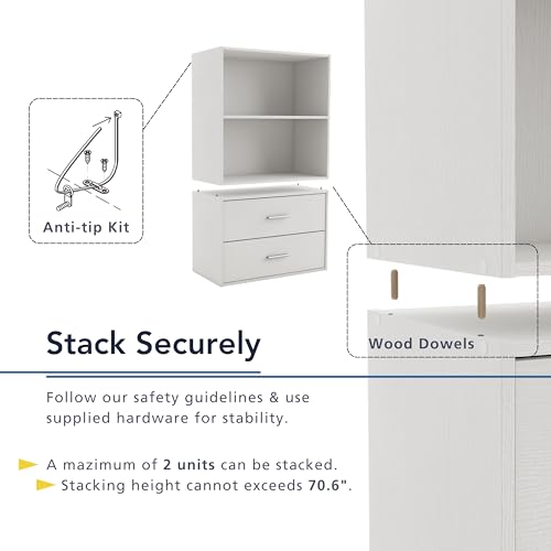 Homes: Inside + Out Apexa 2-Drawer Wooden Stackable Storage Drawers, Small Food Pantry Cabinet, Cajonera De Madera, Underbed Drawer Dorm Teen Room Decor & Bedroom, Home Office, Kitchen, White - Image 5