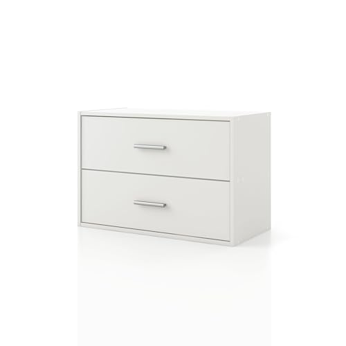 Homes: Inside + Out Apexa 2-Drawer Wooden Stackable Storage Drawers, Small Food Pantry Cabinet, Cajonera De Madera, Underbed Drawer Dorm Teen Room Decor & Bedroom, Home Office, Kitchen, White - Image 1