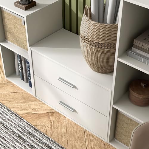 Homes: Inside + Out Apexa 2-Drawer Wooden Stackable Storage Drawers, Small Food Pantry Cabinet, Cajonera De Madera, Underbed Drawer Dorm Teen Room Decor & Bedroom, Home Office, Kitchen, White - Image 3