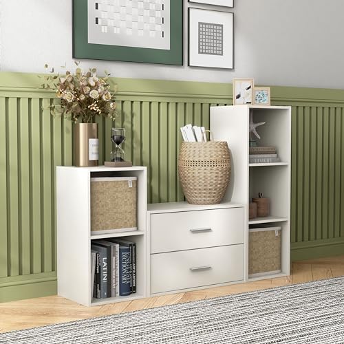 Homes: Inside + Out Apexa 2-Drawer Wooden Stackable Storage Drawers, Small Food Pantry Cabinet, Cajonera De Madera, Underbed Drawer Dorm Teen Room Decor & Bedroom, Home Office, Kitchen, White - Image 4