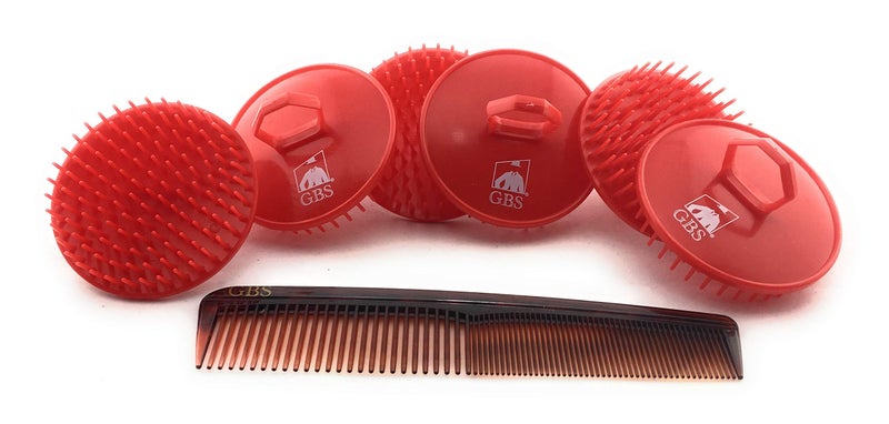 GBS Soft Scalp Massage Brush and Styling Comb for All Purpose for Women and Men Red Pack of 6