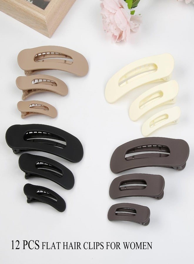 AIBFRID 12 Pcs Flat Hair Claw Clips for Women Girls, Matte Flat Hair Clips Neutral Color Claw Clips 3 Sizes Lay Down Hair Claws for Thin Thick Hair (Small/Medium/Large) - Image 5