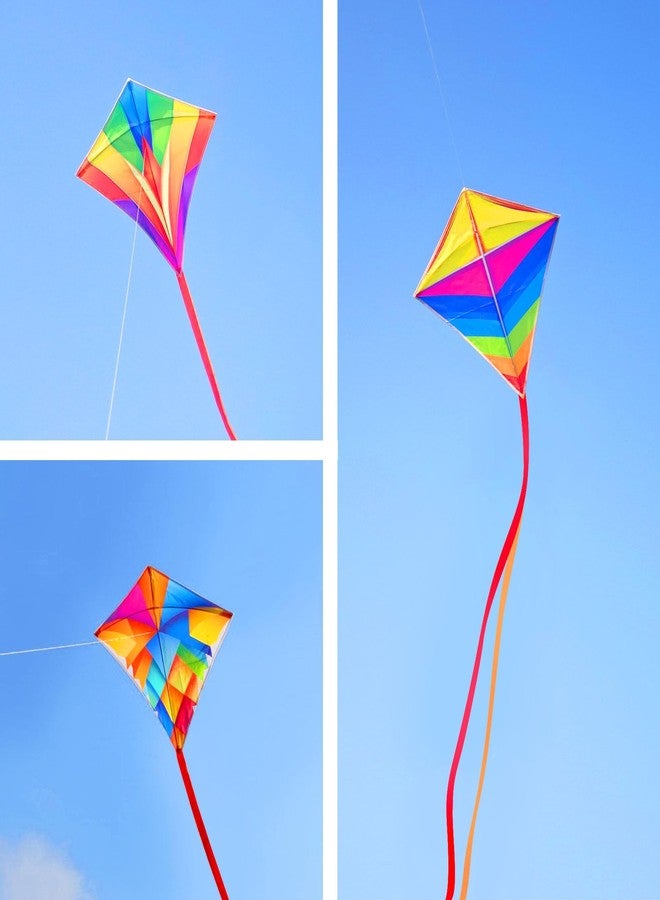 Simxkai 3-Pack Small Diamond Flyers for Toddlers Age 2-4 | Kids Outdoor Toy with Rainbow Colors, Easy Flight for Beginners, Beach Park & Birthday Gift Set - Image 4