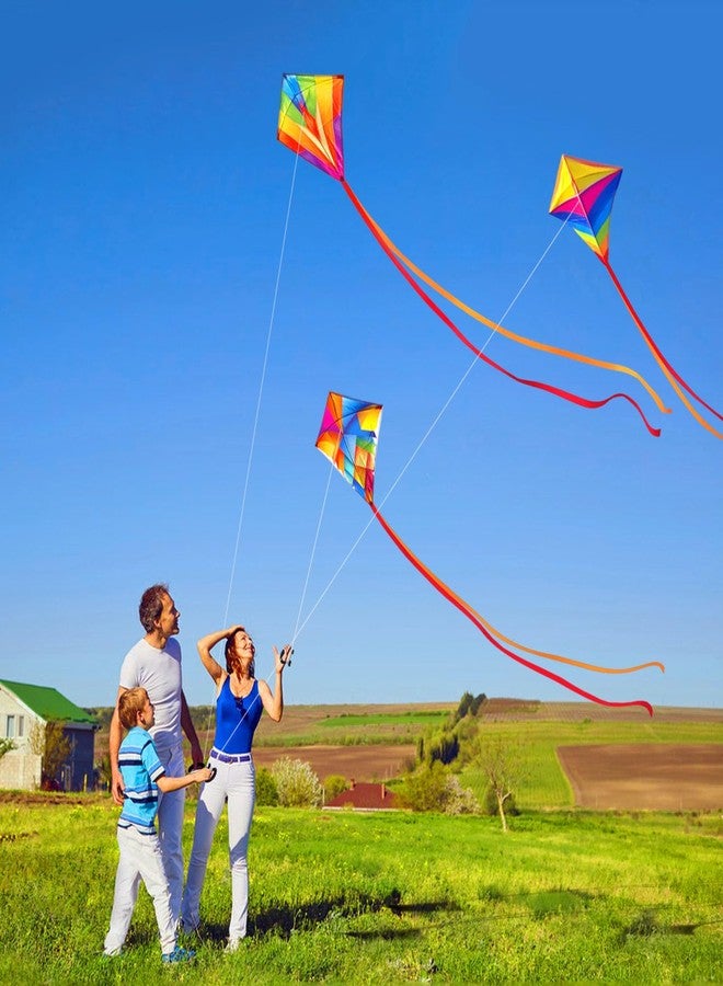 Simxkai 3-Pack Small Diamond Flyers for Toddlers Age 2-4 | Kids Outdoor Toy with Rainbow Colors, Easy Flight for Beginners, Beach Park & Birthday Gift Set - Image 3