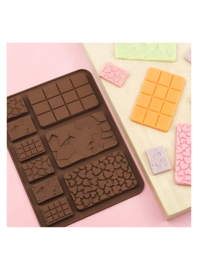 Zikra 3 PCS Silicone Chocolate Mould, Mix Shape Break-Apart Chocolate Bar Mini Waffle Shape Heart Shape Fragments Square Shape Moulds  Homemade Protein and Energy Bar Mold Candy Cake Decoration - Image 4
