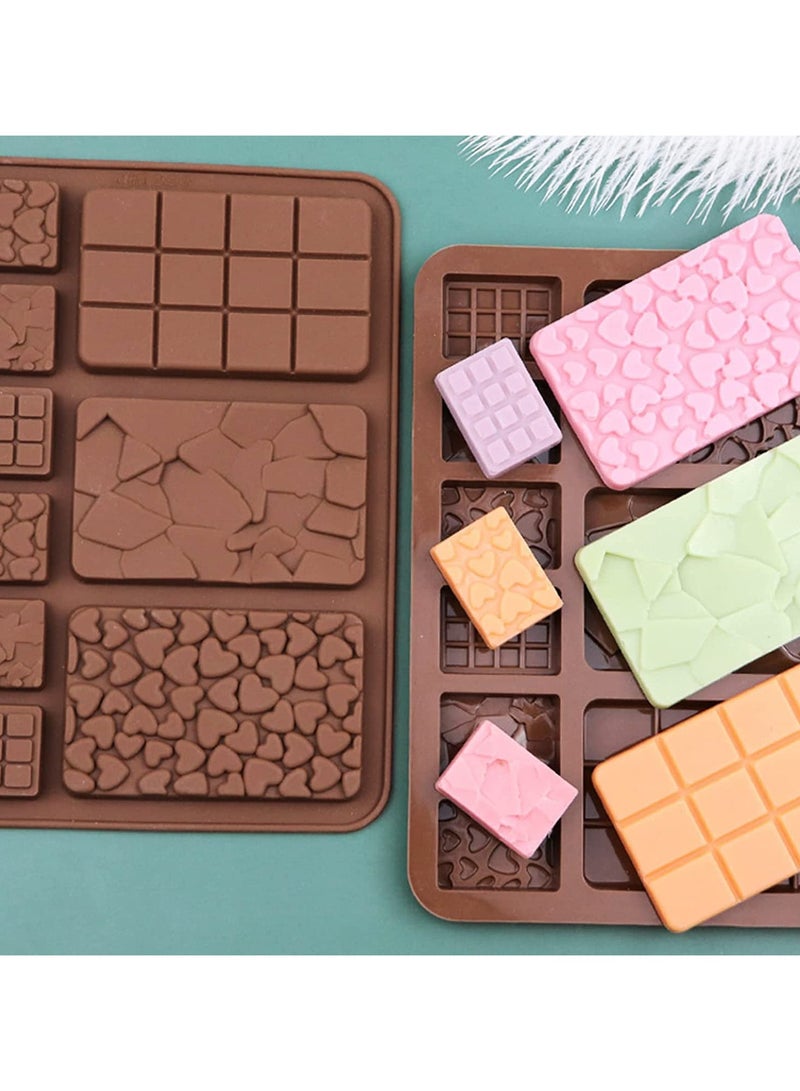 Zikra 3 PCS Silicone Chocolate Mould, Mix Shape Break-Apart Chocolate Bar Mini Waffle Shape Heart Shape Fragments Square Shape Moulds  Homemade Protein and Energy Bar Mold Candy Cake Decoration - Image 3