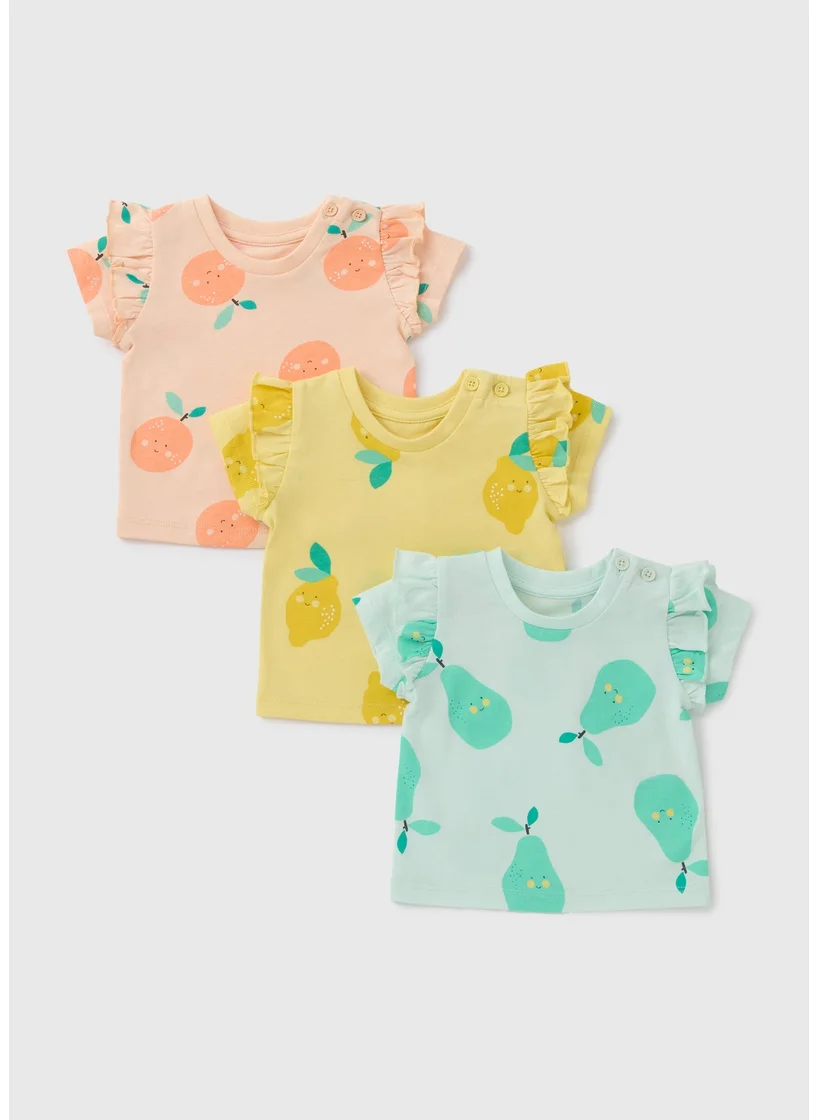 Matalan 3 Pack Girls Multi Colour Fruit Tops