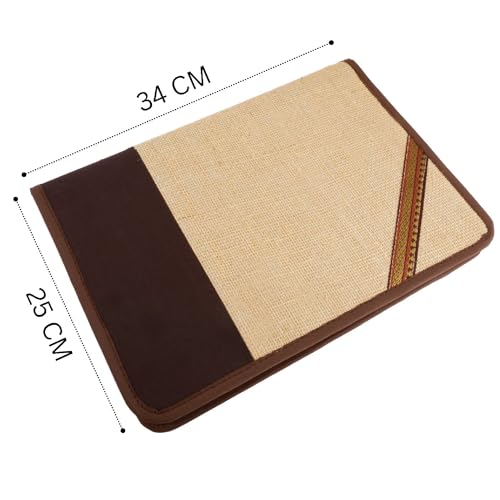 Asraw A4 Jute Professional File Folder Document Zipper Organizer for Corporate Meetings, Interview Portfolio, Certificates, Document Holder, Jute Conference File Folder (Brown) - Image 2
