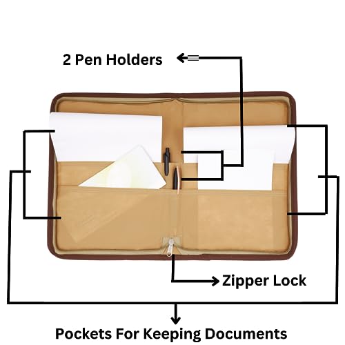 Asraw A4 Jute Professional File Folder Document Zipper Organizer for Corporate Meetings, Interview Portfolio, Certificates, Document Holder, Jute Conference File Folder (Brown) - Image 4