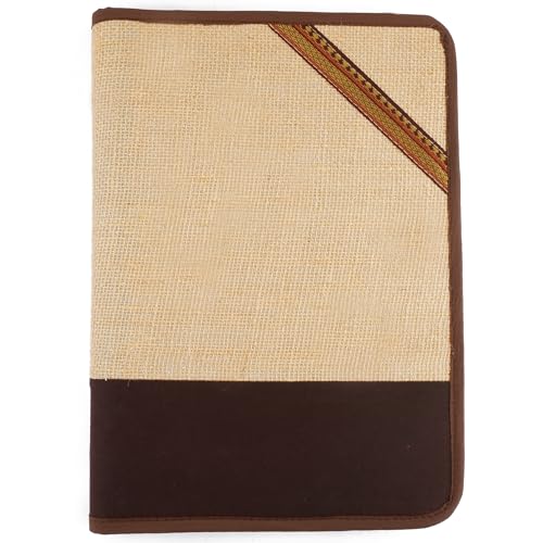Asraw A4 Jute Professional File Folder Document Zipper Organizer for Corporate Meetings, Interview Portfolio, Certificates, Document Holder, Jute Conference File Folder (Brown) - Image 1