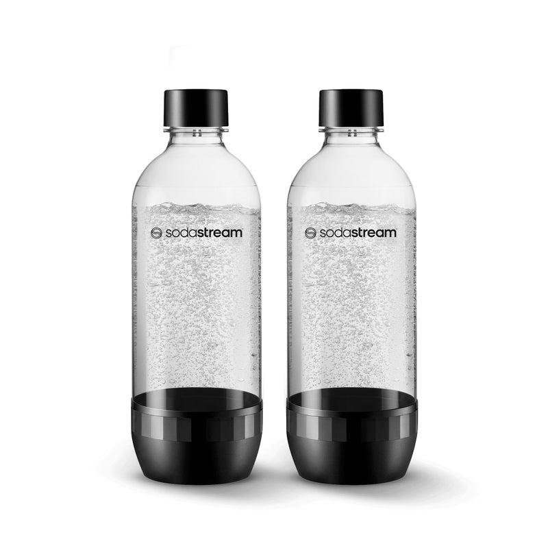 SodaStream sodastream Classic Dishwasher Safe 1L Carbonating Bottle, Pack of 2 (Black) 