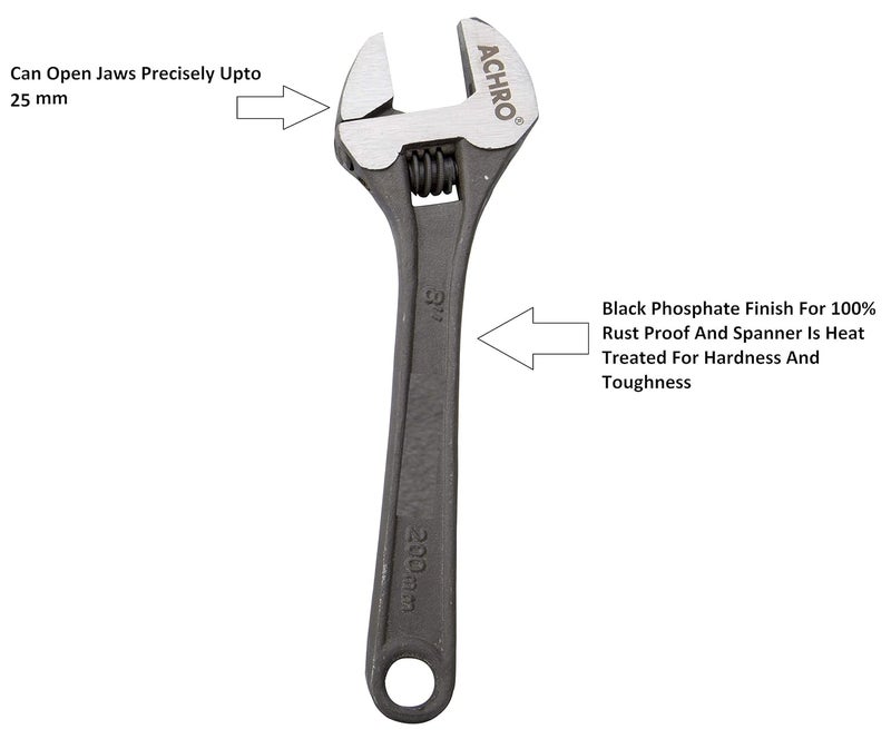ACHRO Combo Pack of 3 Tool Kits Set for Home Contains 8 Inch Adjustable Spanner 8 Inch Combination Plier 10 Inch Pipe Wrench - Image 3