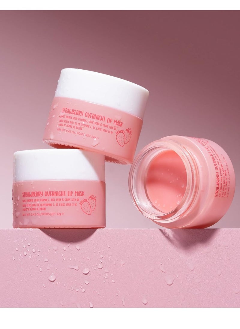 W7 W7 Sweet Dreams Overnight Strawberry Lip Mask - Vitamin E, Aloe Vera and Grape Seed Oil - For Hydrated, Full Looking & Irresistible Lips - 0.42 Fl Oz  - Image 3