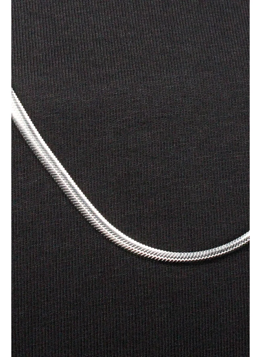 Varetta Men's Light Gray Steel Chain Necklace