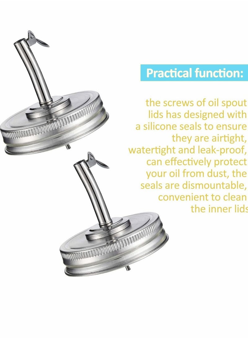 NIBEMINENT 2 Pieces Jar Pour Spout Lids Oil Infusions Open Closed Dispenser with Caps Regular Mouth Bottle Cap Hole Lid  - Image 5