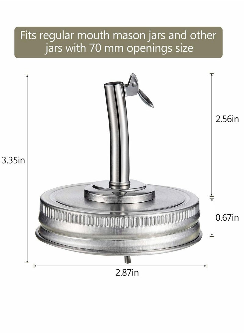 NIBEMINENT 2 Pieces Jar Pour Spout Lids Oil Infusions Open Closed Dispenser with Caps Regular Mouth Bottle Cap Hole Lid  - Image 4