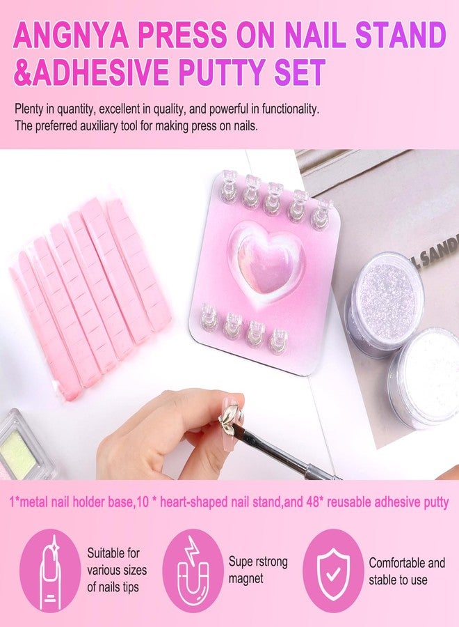 ANGNYA Nail Stand for Press Ons, Fake Nail Holder for Painting Nails, Super Magnetic Base for Painting Display Holder with Reusable Mounting Tapes for Home DIY Salon Supplies - Image 2