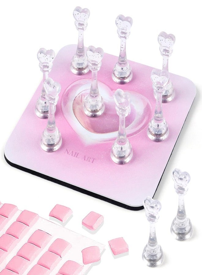 ANGNYA Nail Stand for Press Ons, Fake Nail Holder for Painting Nails, Super Magnetic Base for Painting Display Holder with Reusable Mounting Tapes for Home DIY Salon Supplies - Image 1