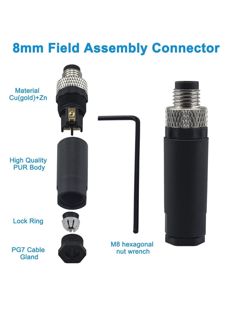 Captaintech M8 4 Pin Male & Female Socket Panel Aviation Wire Connector,8mm Industrial Circular Sensor Connector,Outdoor Waterproof IP67 A Coding(4 Sets) - Image 5
