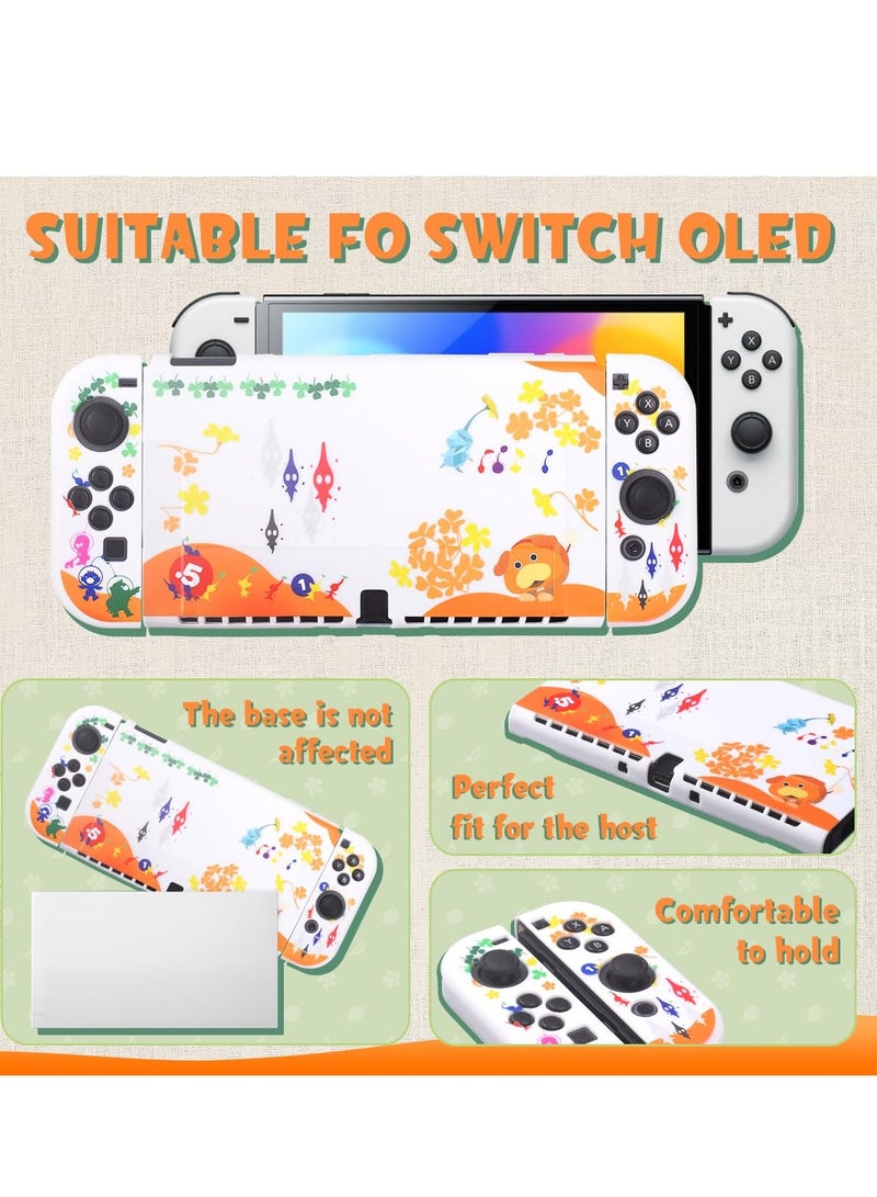 SYOSI Switch Carrying Case Set Cute Switch Case Bundle for Pikmin Fans with Switch OLED Protective Cover Screen Protector Playstand and Thumb Caps Storage Bag Compatible with Switch OLED and Accessories - Image 2