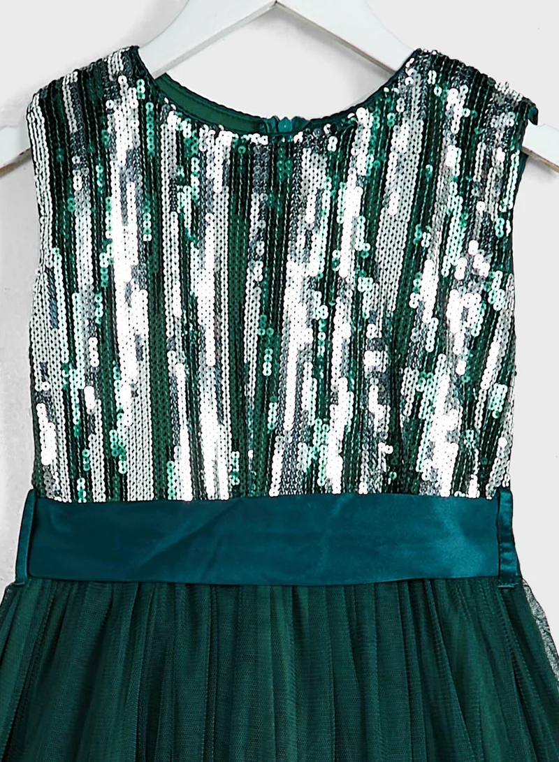 Little Golden Apple Little Sequin Top  Belted Dress