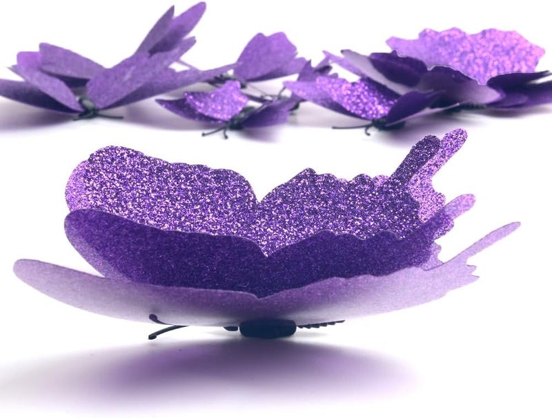 DaGou 3D Butterfly Wall Decor  24 Pcs 3 Sizes Gold Butterfly Decorations for Home  Party Removable Stickers Purple - Image 3
