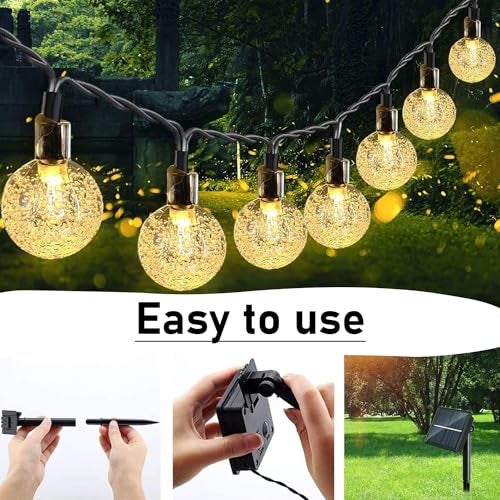 GIGAWATTS GW-511 50 LED Solar Bubble Ball String Lights | 8 Modes Fairy Lamp with 2V Panel & 600mAh Battery, Waterproof Solar Lights for Garden, Patio, Wedding & Outdoor Décor (Pack of 1, Warm White) - Image 5
