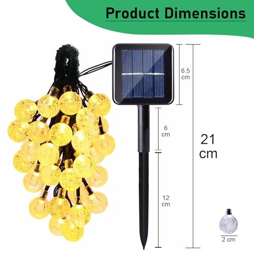 GIGAWATTS GW-511 50 LED Solar Bubble Ball String Lights | 8 Modes Fairy Lamp with 2V Panel & 600mAh Battery, Waterproof Solar Lights for Garden, Patio, Wedding & Outdoor Décor (Pack of 1, Warm White) - Image 4