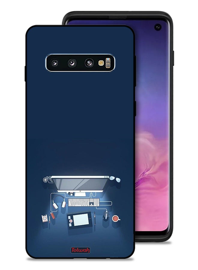 Tolwak Samsung Galaxy S10 Protective Case Cover Computer Desk Art - Image 1