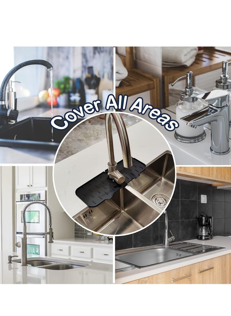 Bukela Kitchen Faucet Sink Splash Guard, Silicone Faucet Water Catcher Mat – Sink Draining Pad Behind Faucet, Grey Rubber Drying Mat for Kitchen & Bathroom Countertop Protect -Black  - Image 5
