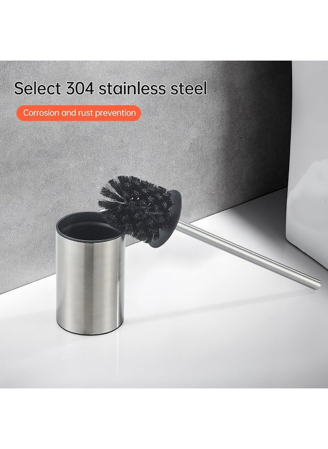 BRIMIX - BRIMIX Toilet Brush with Holder Set Stainless Steel 304 Toilet Cleaning Brush for Bathroom Round Floor Standing Toilet Bowl Brush - Image 1