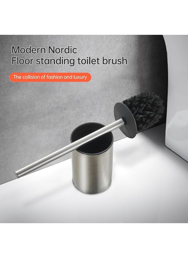 BRIMIX - BRIMIX Toilet Brush with Holder Set Stainless Steel 304 Toilet Cleaning Brush for Bathroom Round Floor Standing Toilet Bowl Brush - Image 1