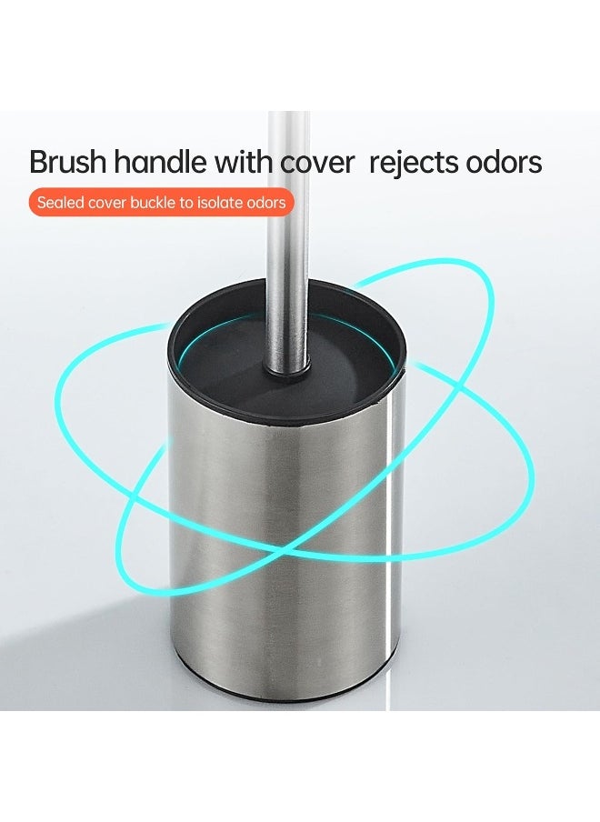 BRIMIX - BRIMIX Toilet Brush with Holder Set Stainless Steel 304 Toilet Cleaning Brush for Bathroom Round Floor Standing Toilet Bowl Brush - Image 1