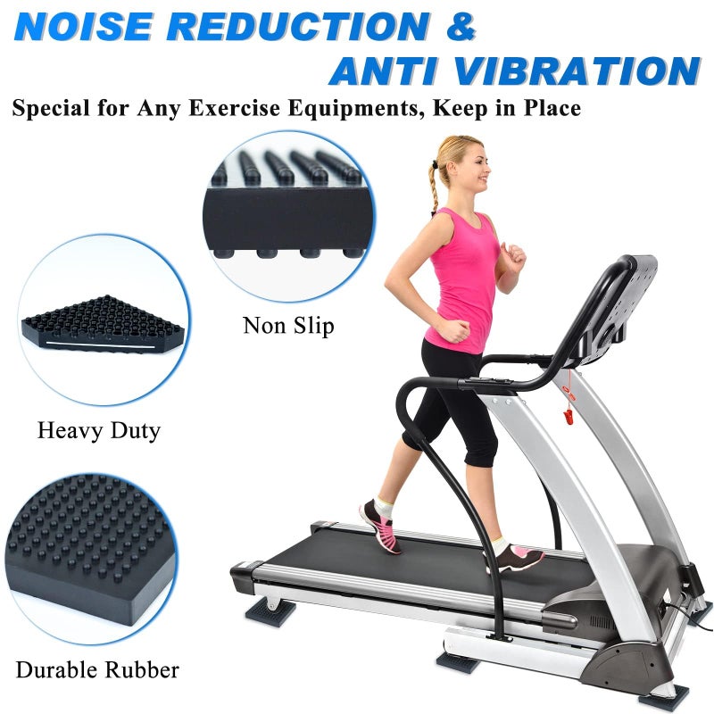 BXI Exercise Equipment Mat Heavy Duty - 4 x 4 x 0.8 Inches 6 Pcs Non Slip Noise Reduction Anti Vibration Treadmill Stationary Bike Mats, Thick Steel Embedded Rubber Pad for Hardwood Floors & Carpet - Image 4