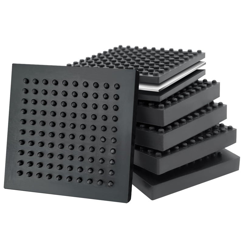 BXI Exercise Equipment Mat Heavy Duty - 4 x 4 x 0.8 Inches 6 Pcs Non Slip Noise Reduction Anti Vibration Treadmill Stationary Bike Mats, Thick Steel Embedded Rubber Pad for Hardwood Floors & Carpet - Image 1