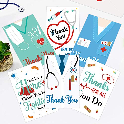 Confetti Healthcare Workers Thank You Card (Pack of 12), Medical Appreciation Card for Nurses, Doctors EMTs Essential Workers Gift Card Set with Envelopes - Image 2